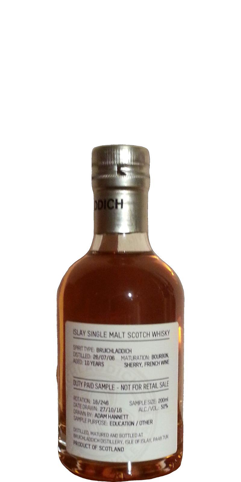 Bruichladdich 2006 Duty Paid Sample - Not For Retail Sale