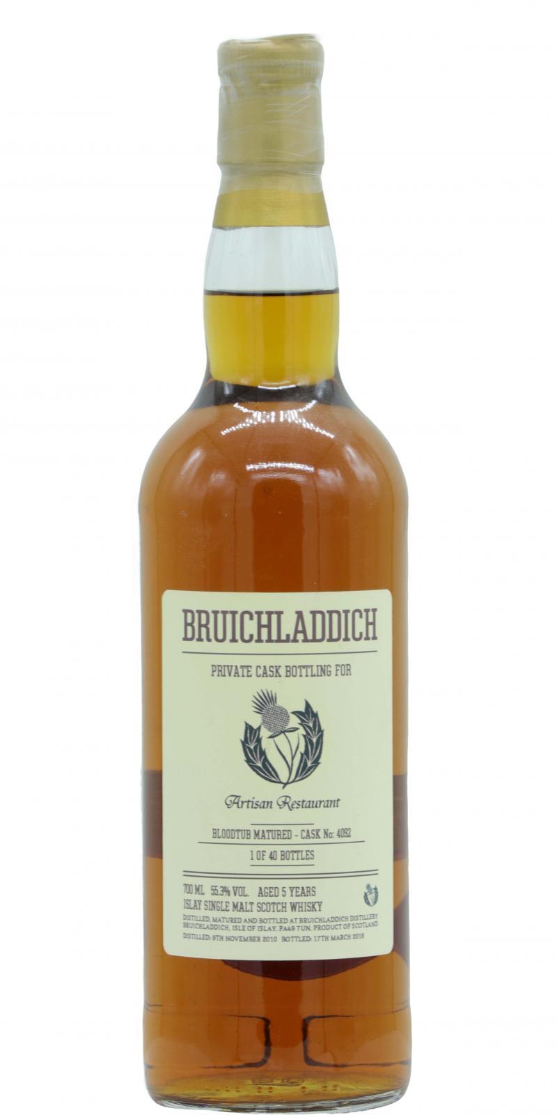 Bruichladdich 2010 Private Cask Bottling for Artisan Restaurant