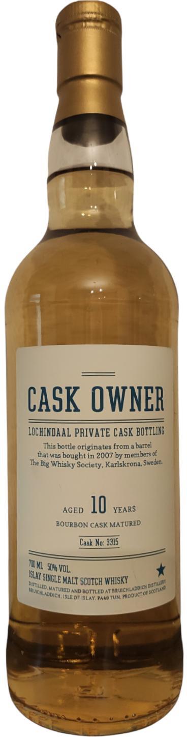 Lochindaal 2007 Private Cask Bottling - Cask Owner