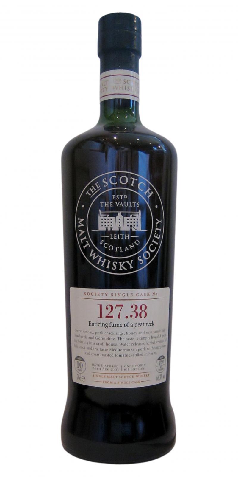 Port Charlotte 2003 SMWS 127.38 Enticing fume of a peat reek