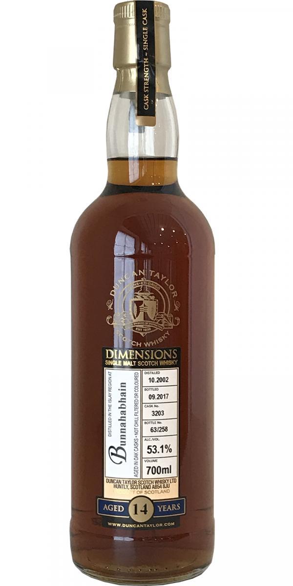 Bunnahabhain 2002 DT Dimensions