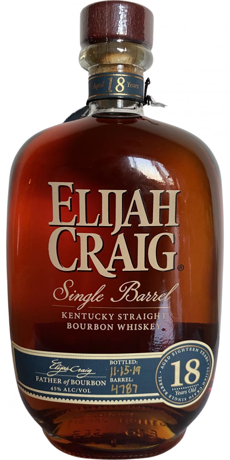 Elijah Craig 18-year-old  Single Barrel