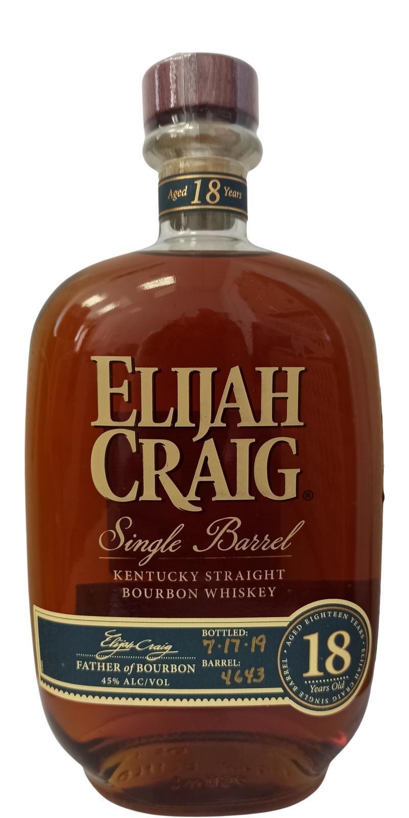 Elijah Craig 18-year-old  Single Barrel