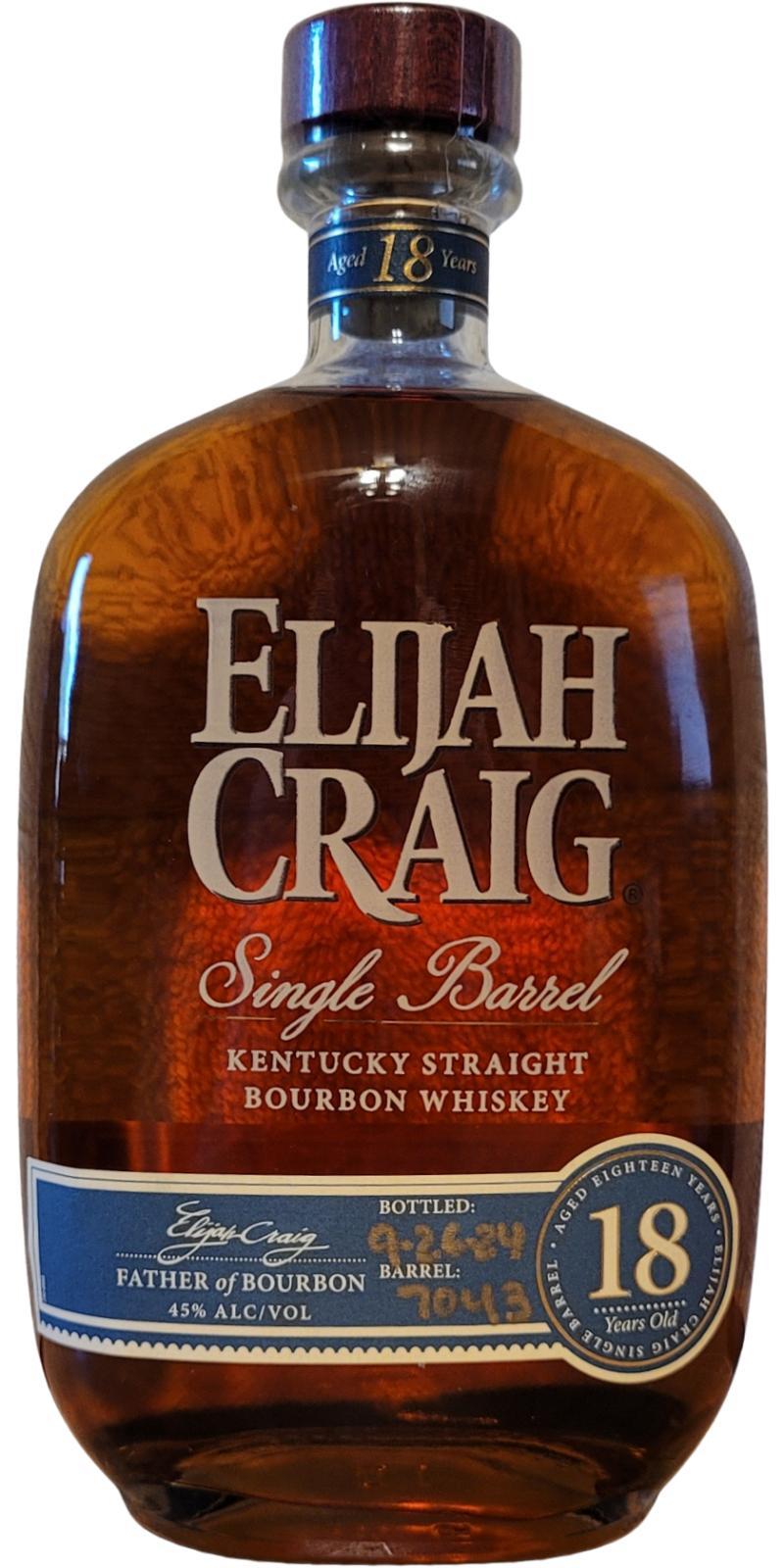 Elijah Craig 18-year-old  Single Barrel