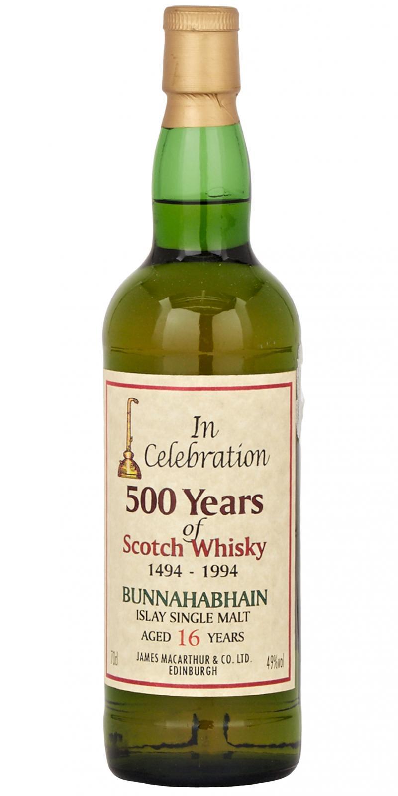 Bunnahabhain 16-year-old JM In Celebration 500 Years of Scotch Whisky 1494 - 1994