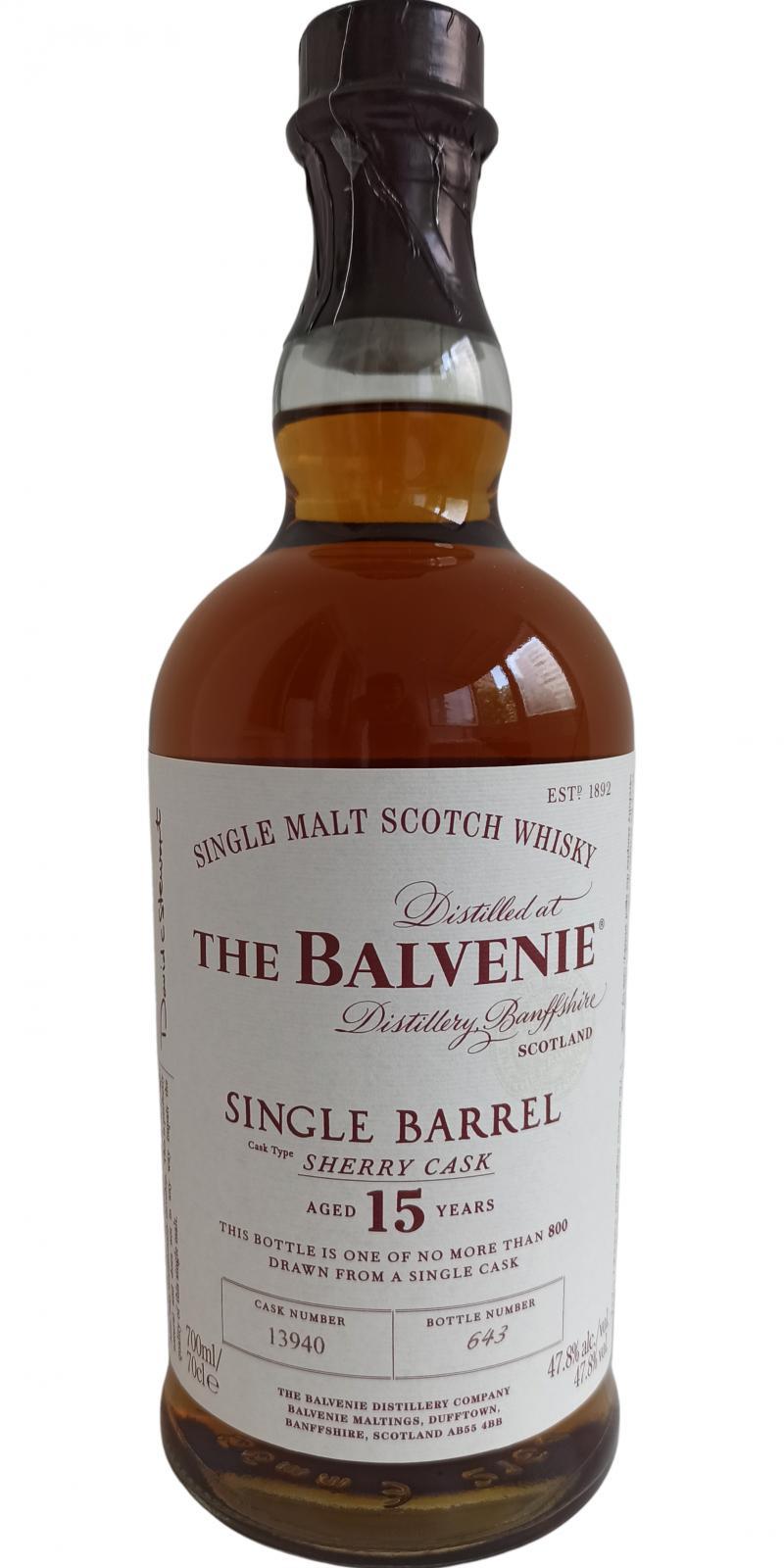Balvenie 15-year-old Single Barrel - Sherry Cask