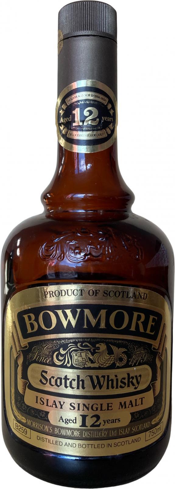 Bowmore 12-year-old Dumpy Brown Bottle - Gold label - Screw cap