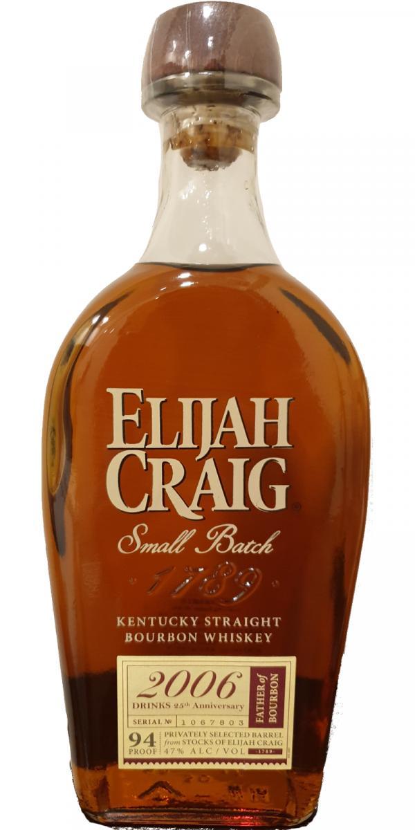 Elijah Craig 2006 Drinks 25th Anniversary Selection  Small Batch - Kentucky Straight Bourbon Whiskey