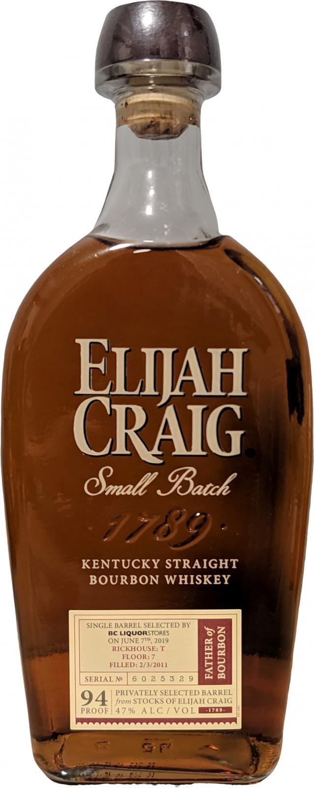 Elijah Craig 2011  Small Batch Single Barrel
