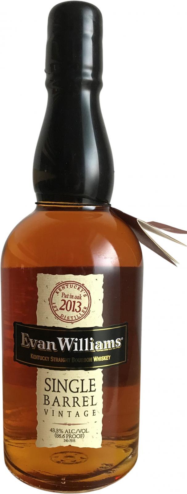 Evan Williams 2013  Single Barrel Vintage