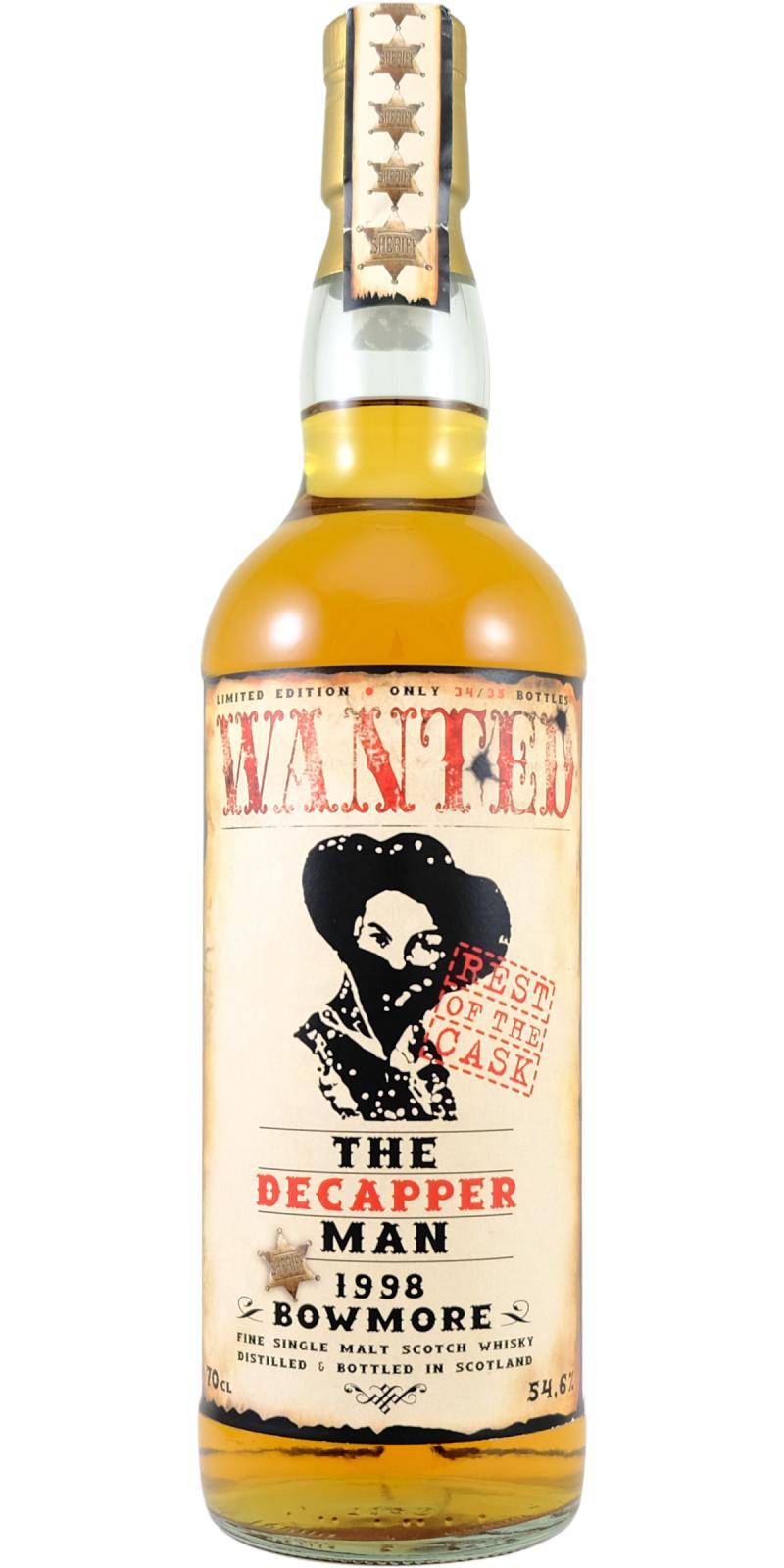 Bowmore 1998 JW Wanted-Decapper Man II - Rest of The Cask