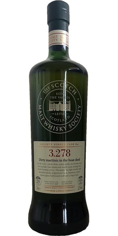 Bowmore 1996 SMWS 3.278 Dirty martinis in the boat shed