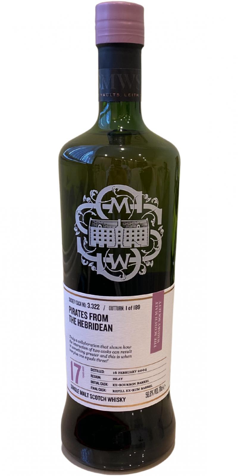 Bowmore 2004 SMWS 3.322 Pirates from the Hebridean