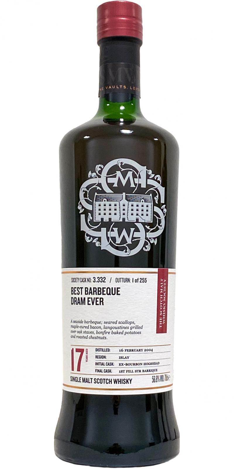 Bowmore 2004 SMWS 3.332 Best barbeque dram ever