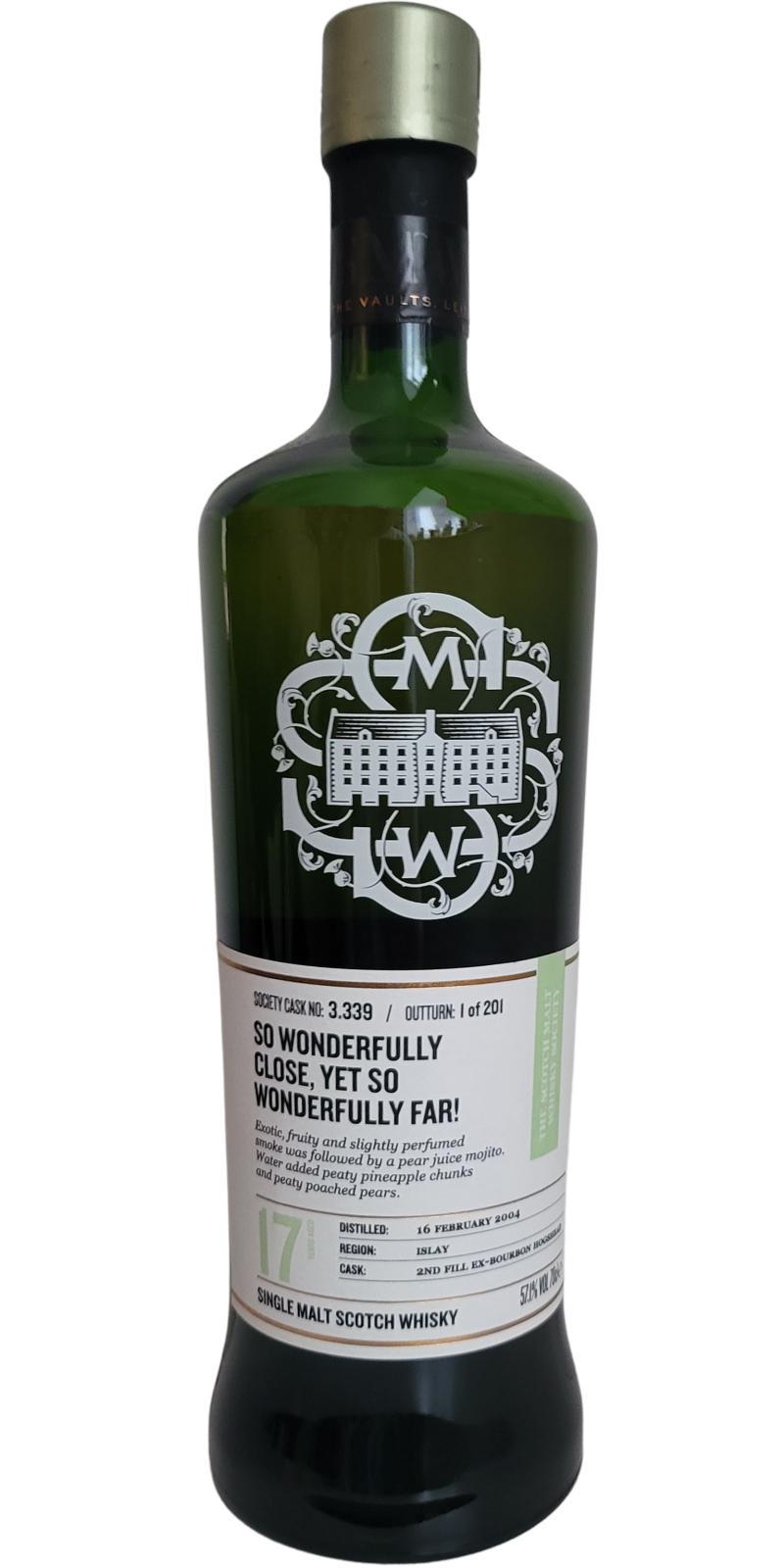 Bowmore 2004 SMWS 3.339 So wonderfully close, yet so wonderfully far!