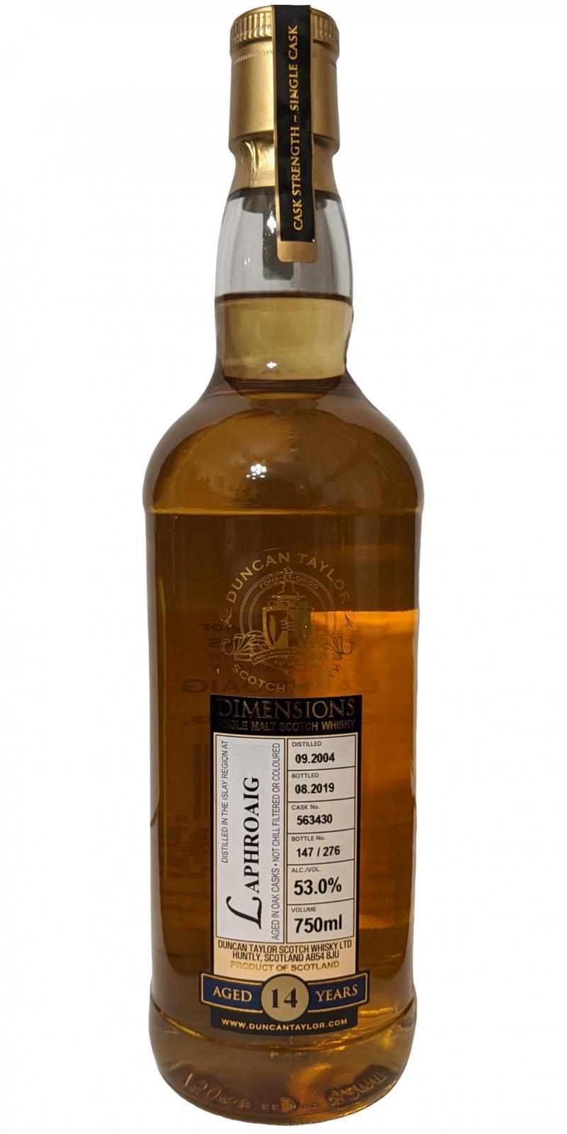 Laphroaig 2004 DT  Dimensions