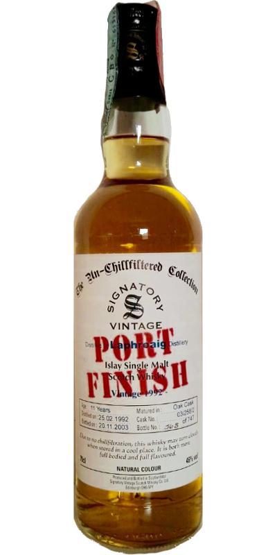 Laphroaig 1992 SV  The Un-Chillfiltered Collection