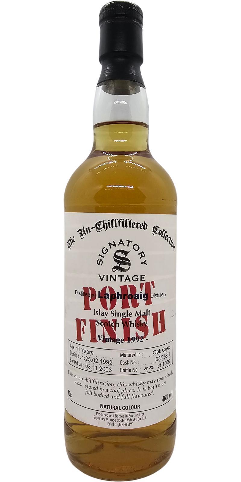 Laphroaig 1992 SV  The Un-Chillfiltered Collection