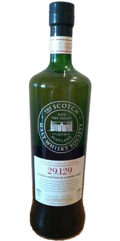 Laphroaig 1989 SMWS 29.129  Leather and lime in a smoky room