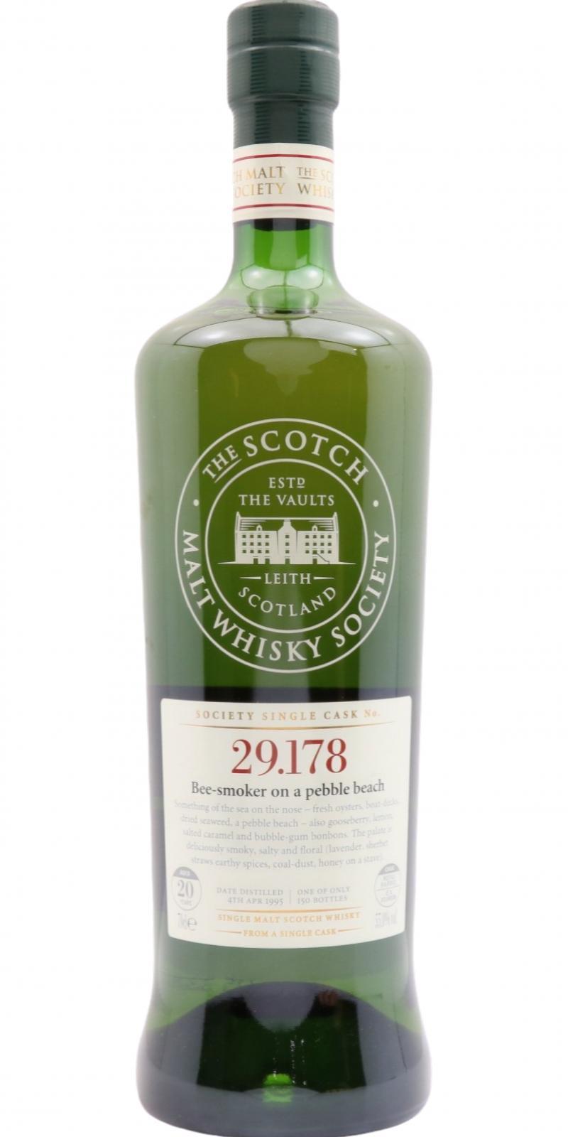 Laphroaig 1995 SMWS 29.178  Bee-smoker on a pebble beach