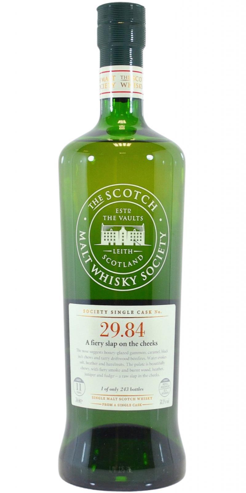 Laphroaig 1998 SMWS 29.84  A fiery slap on the cheeks