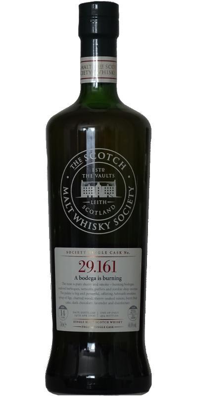 Laphroaig 2000 SMWS 29.161  A bodega is burning