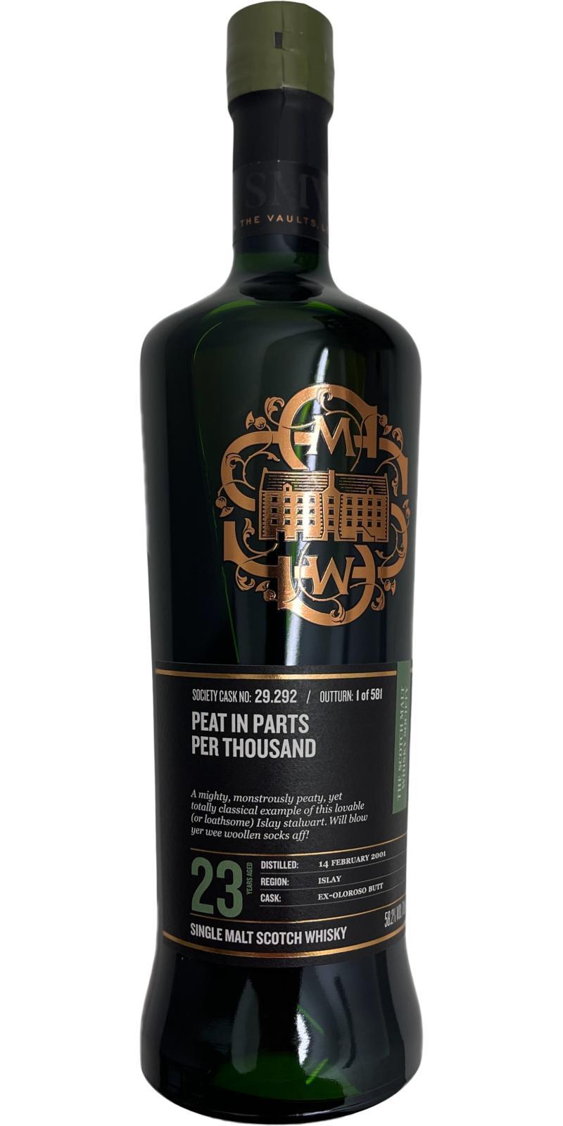 Laphroaig 2001 SMWS 29.292  Peat in parts per thousand