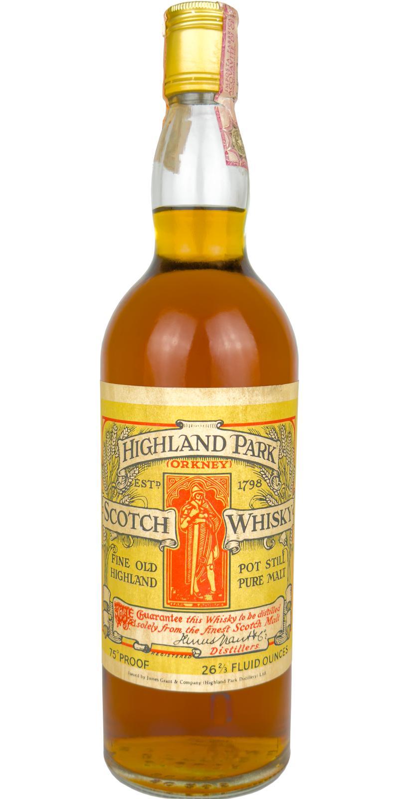Highland Park Fine Old Highland Pot Still Pure Malt St. Magnus yellow label