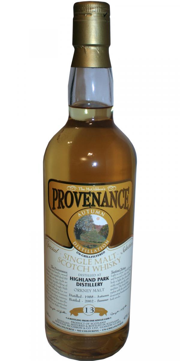 Highland Park 1988 McG McGibbon's Provenance