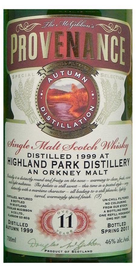 Highland Park 1999 McG McGibbon's Provenance