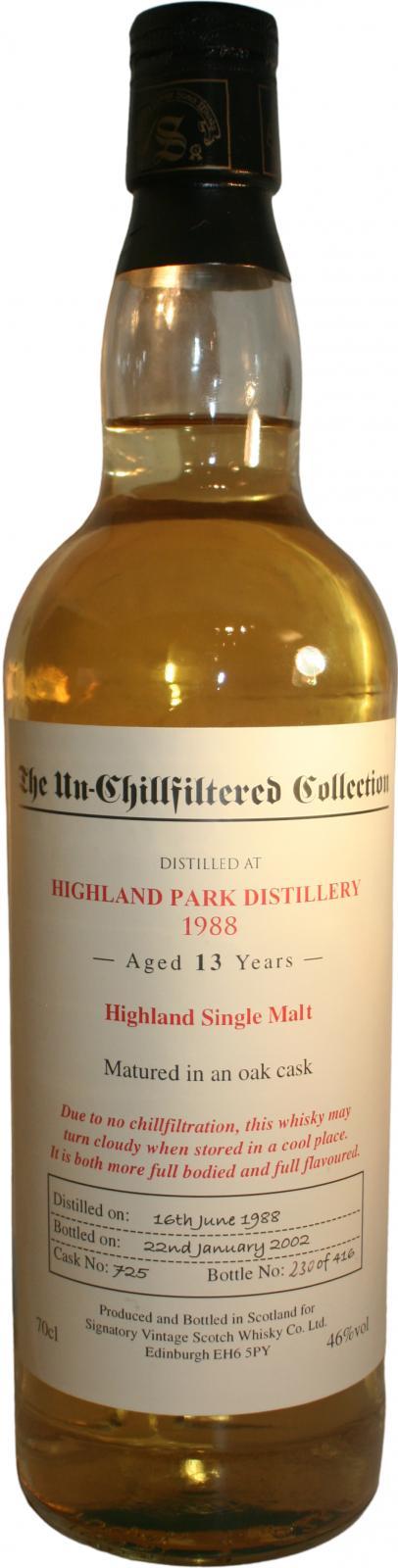 Highland Park 1988 SV The Un-Chillfiltered Collection