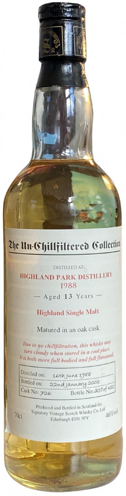 Highland Park 1988 SV The Un-Chillfiltered Collection