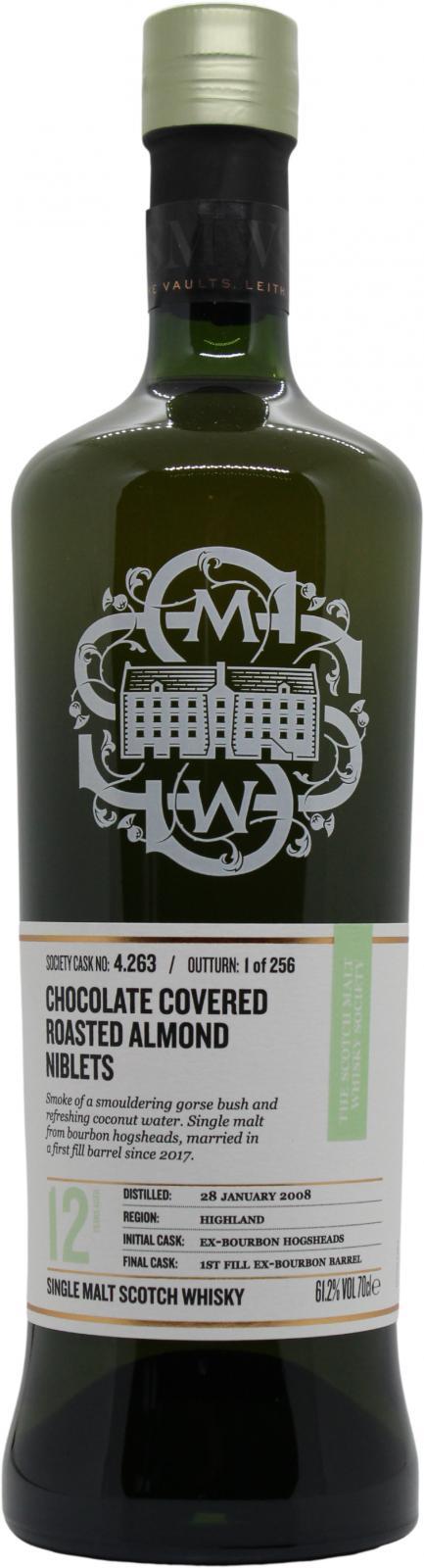 Highland Park 2008 SMWS 4.263 Chocolate covered roasted almonds niblets