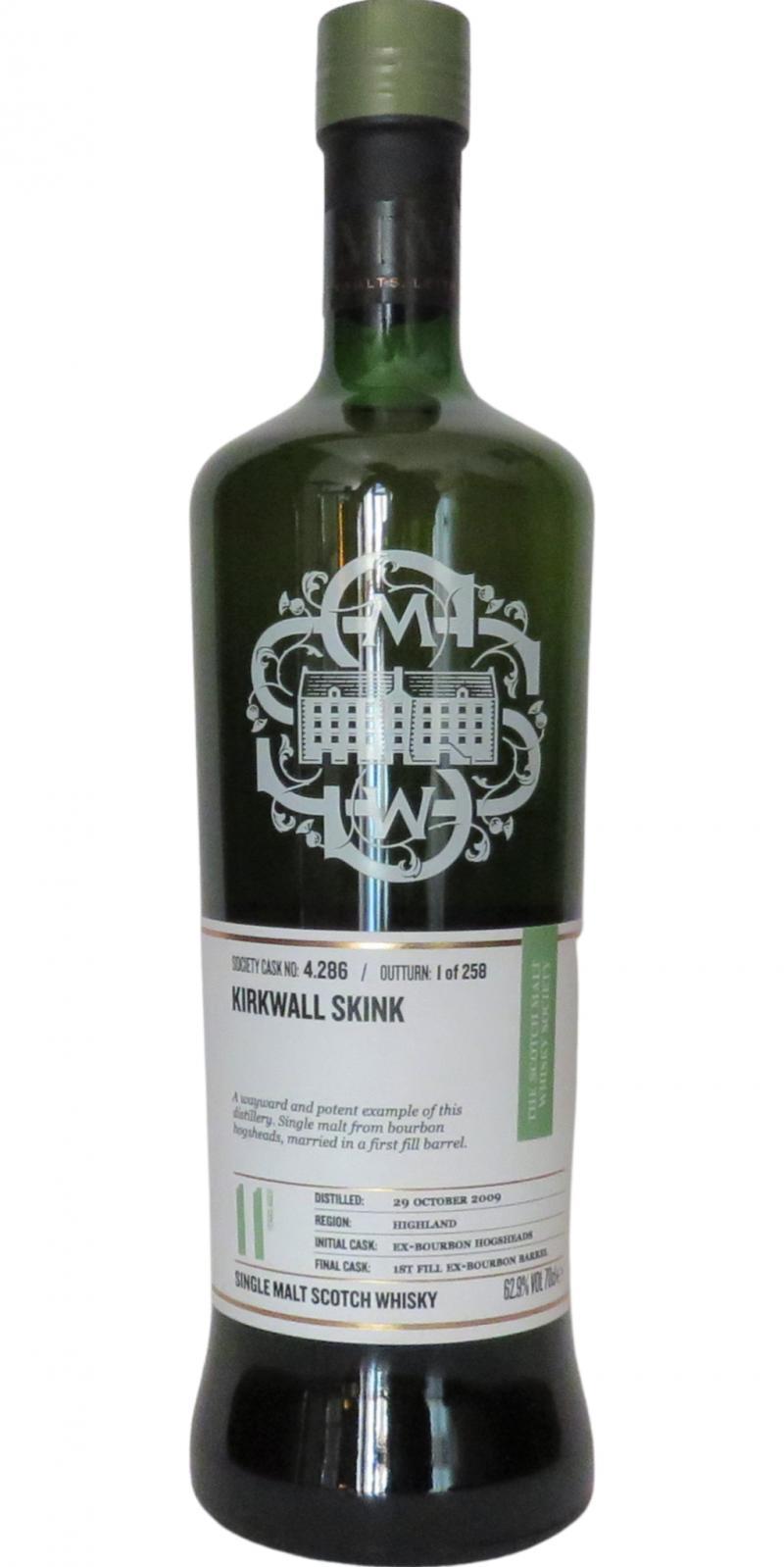 Highland Park 2009 SMWS 4.286 Kirkwall Skink
