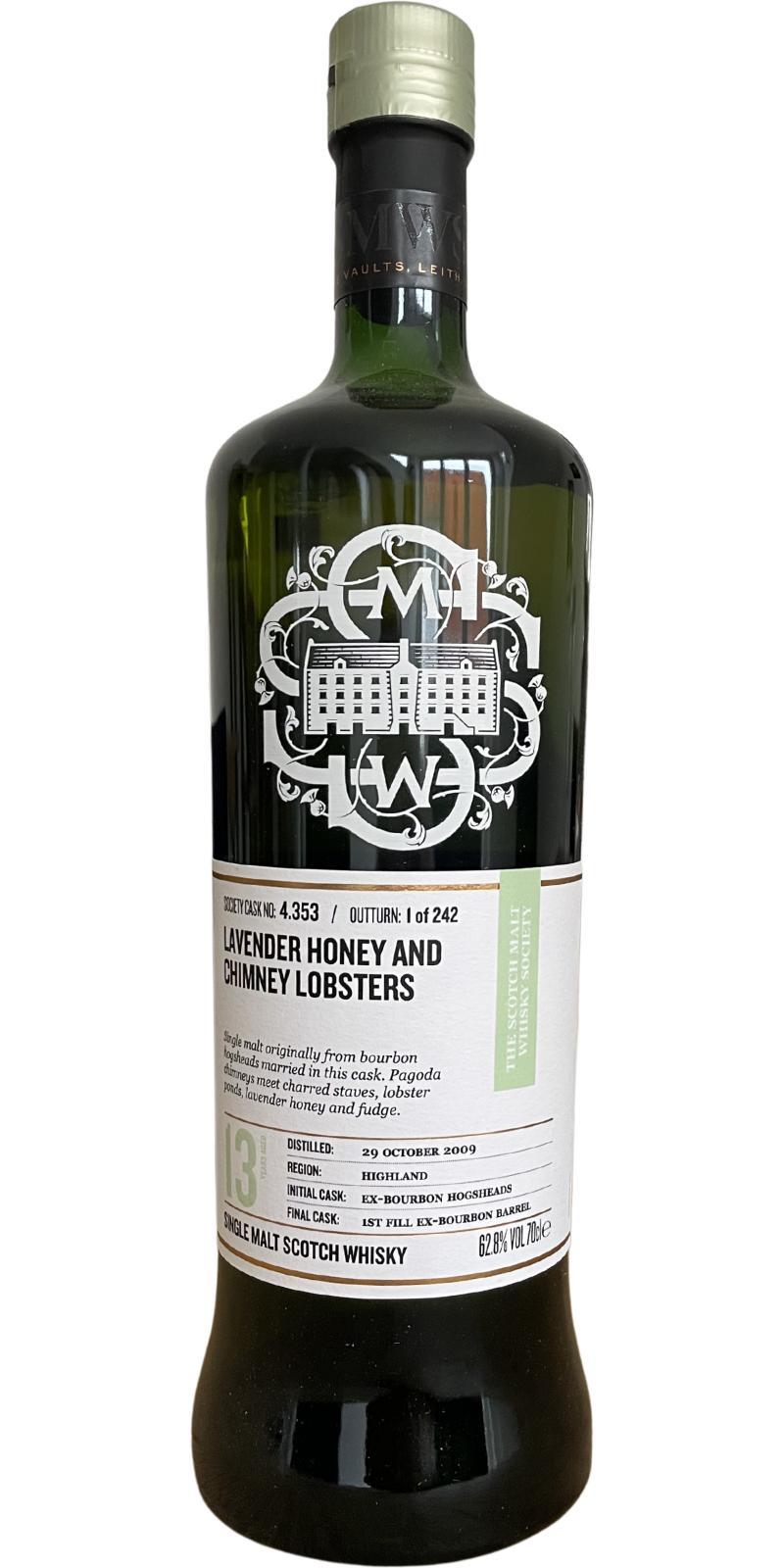 Highland Park 2009 SMWS 4.353 Lavender honey and chimney lobsters