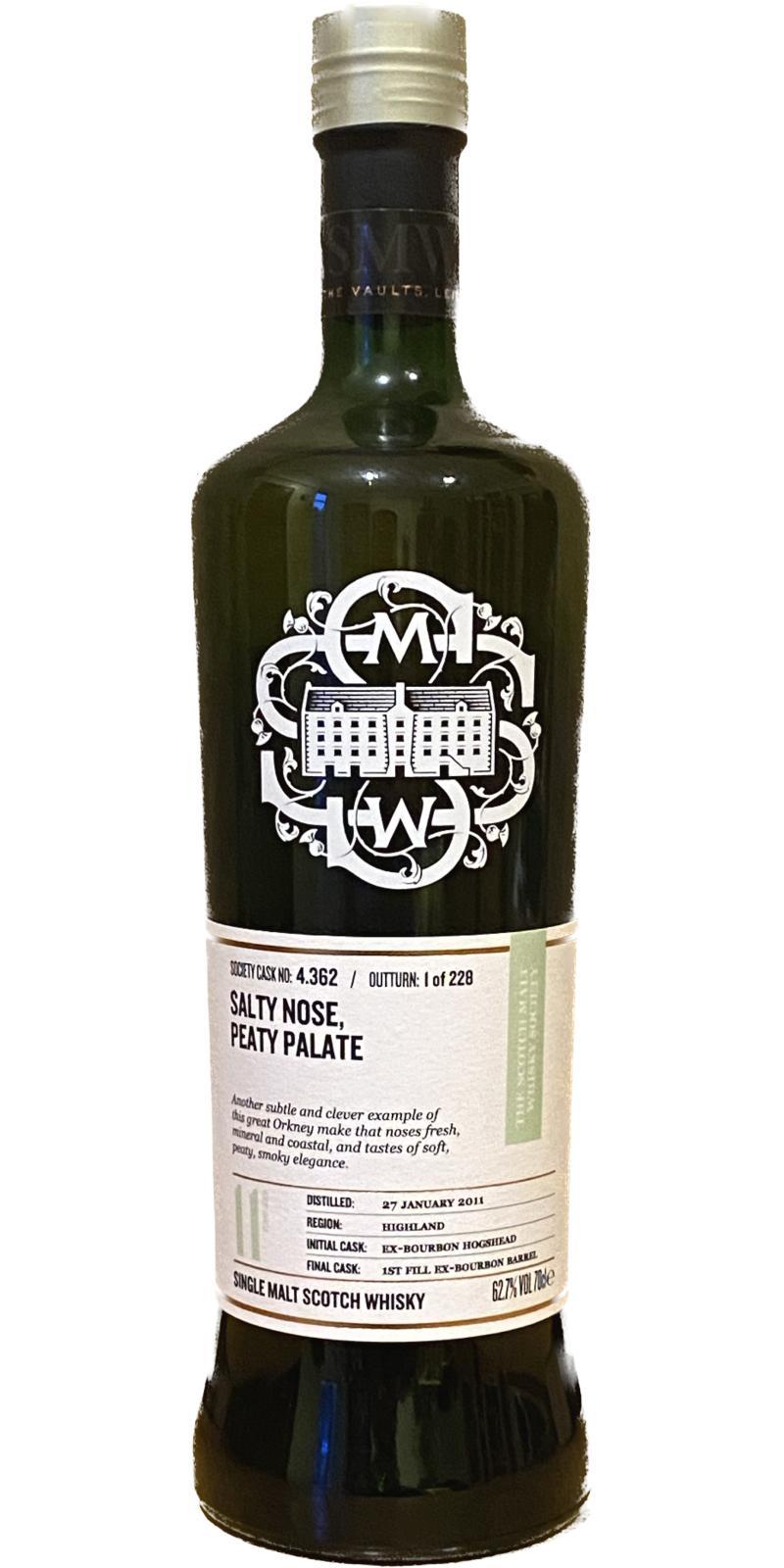 Highland Park 2011 SMWS 4.362 Salty nose, peaty palate