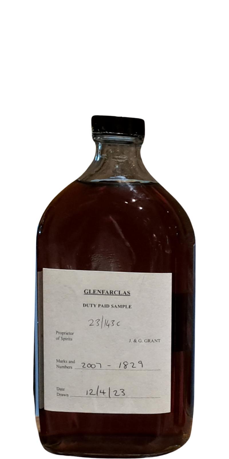 Glenfarclas 2007  Duty Paid Sample