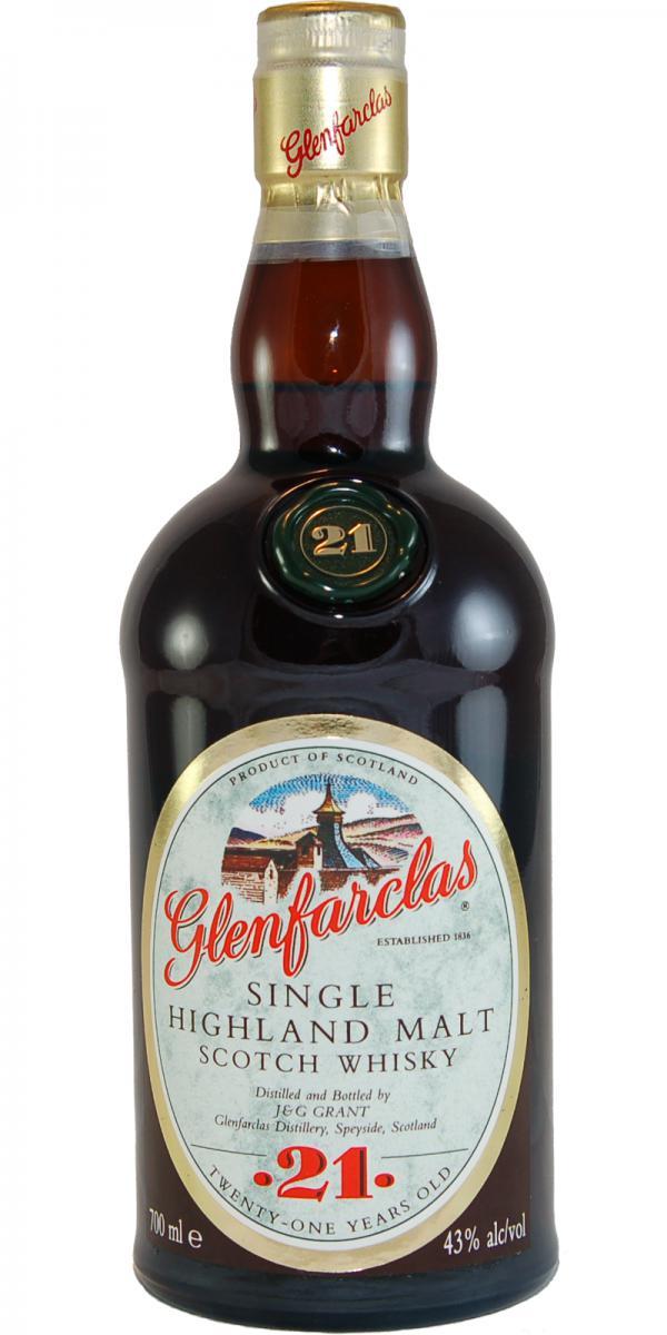 Glenfarclas 21-year-old  Old Label - 21 in the seal - 21 printed in red on front label