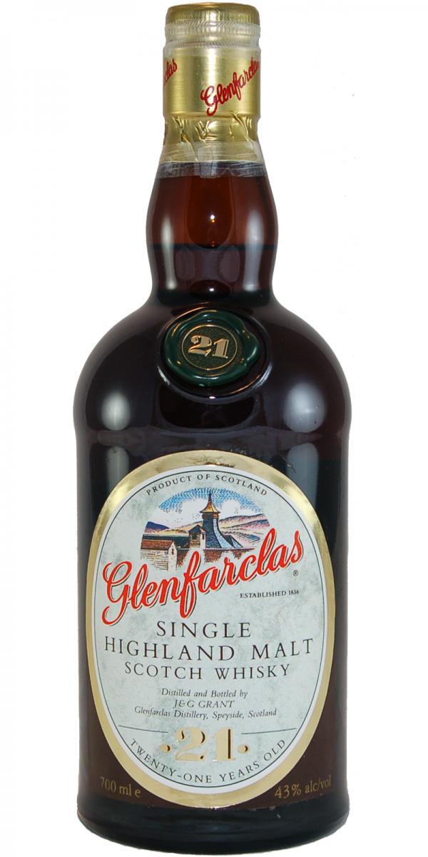 Glenfarclas 21-year-old  Old Label - 21 in the seal - 21 printed in gold on front label