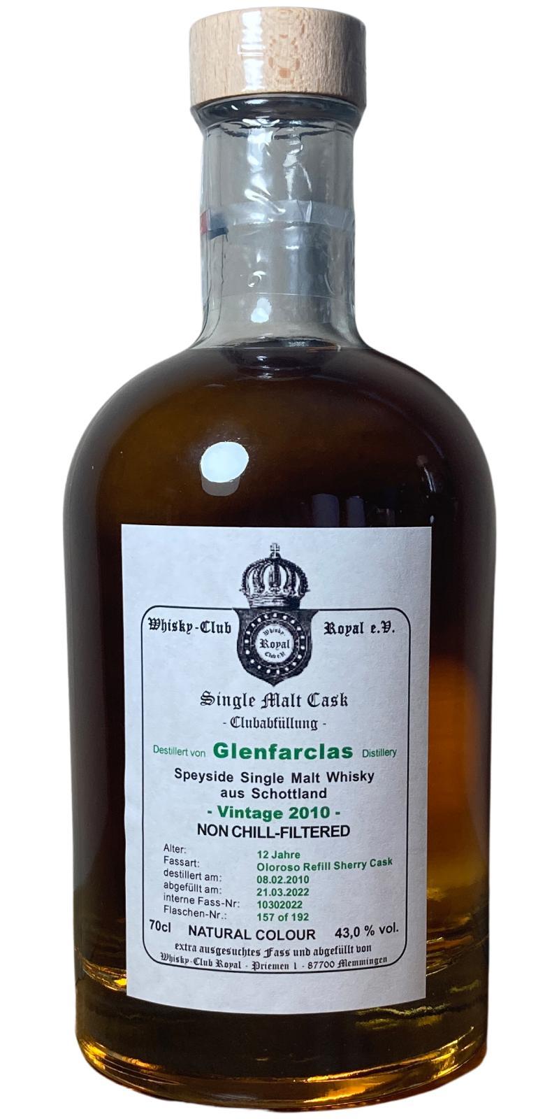 Glenfarclas 2010 WCR  Club filling