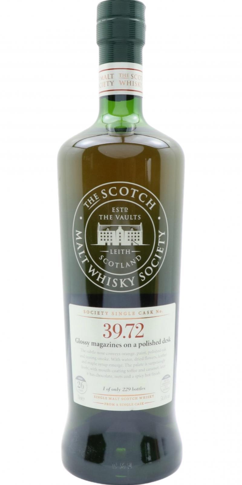 Linkwood 26-year-old SMWS 39.72 Glossy magazines on a polished desk