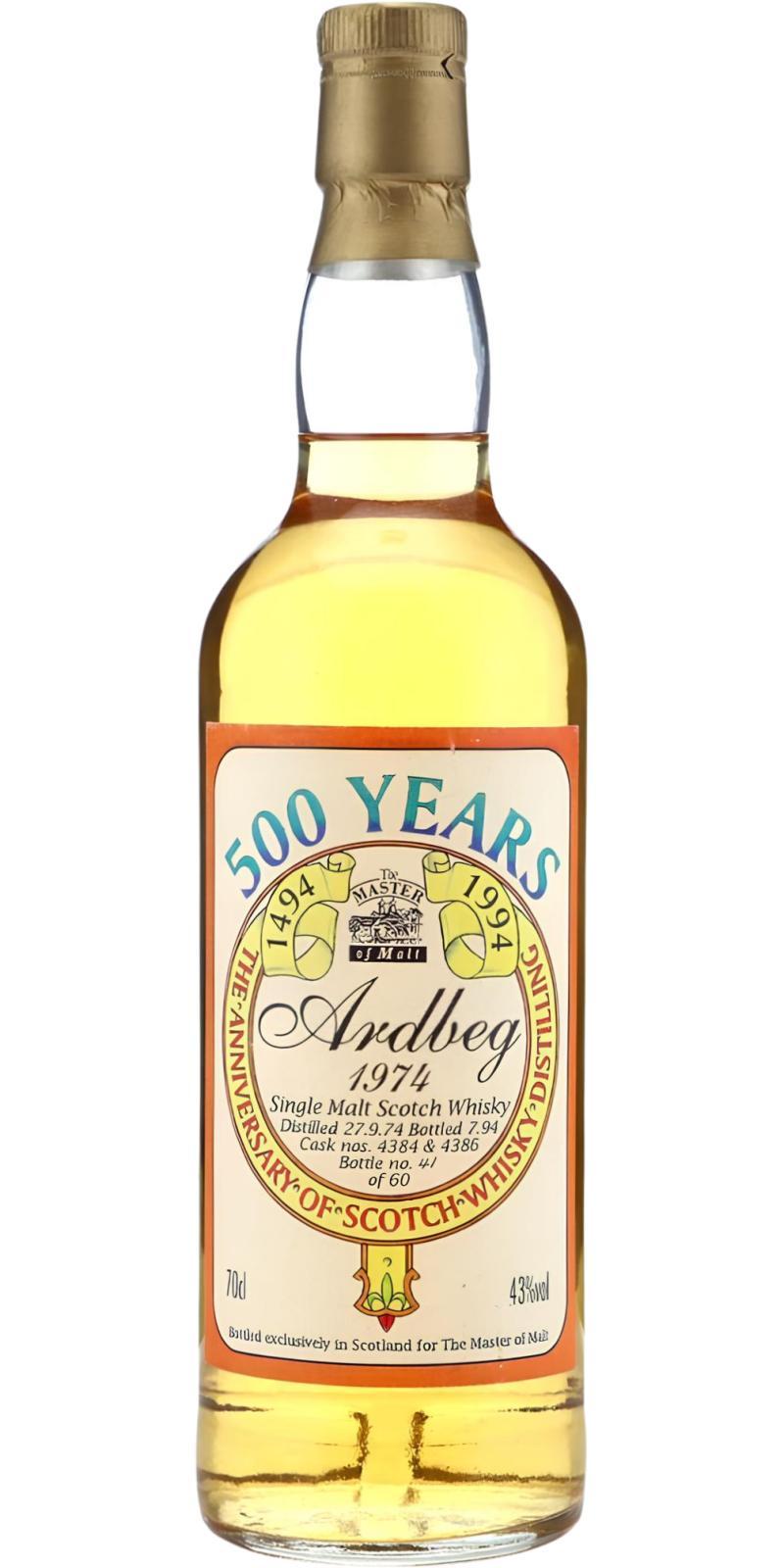 Ardbeg 1974 MoM Celebrating 500 years of Scotch Whisky Distilling 1494 to 1994