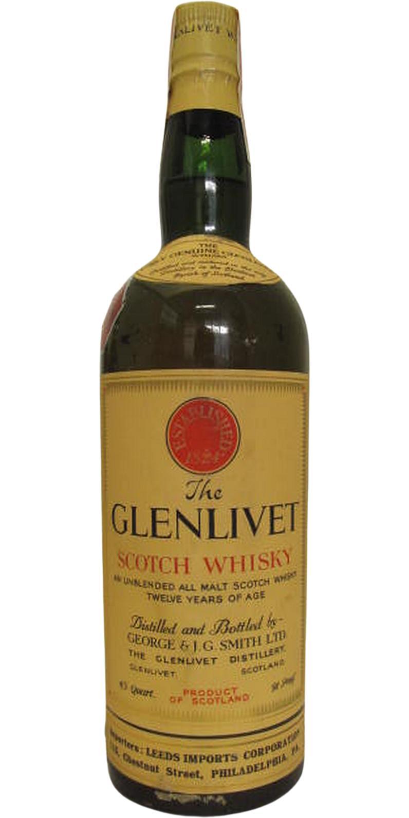 Glenlivet 12-year-old  An Unblended All Malt Scotch Whisky