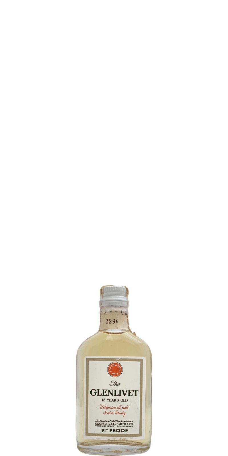 Glenlivet 12-year-old  Unblended all malt - Miniature