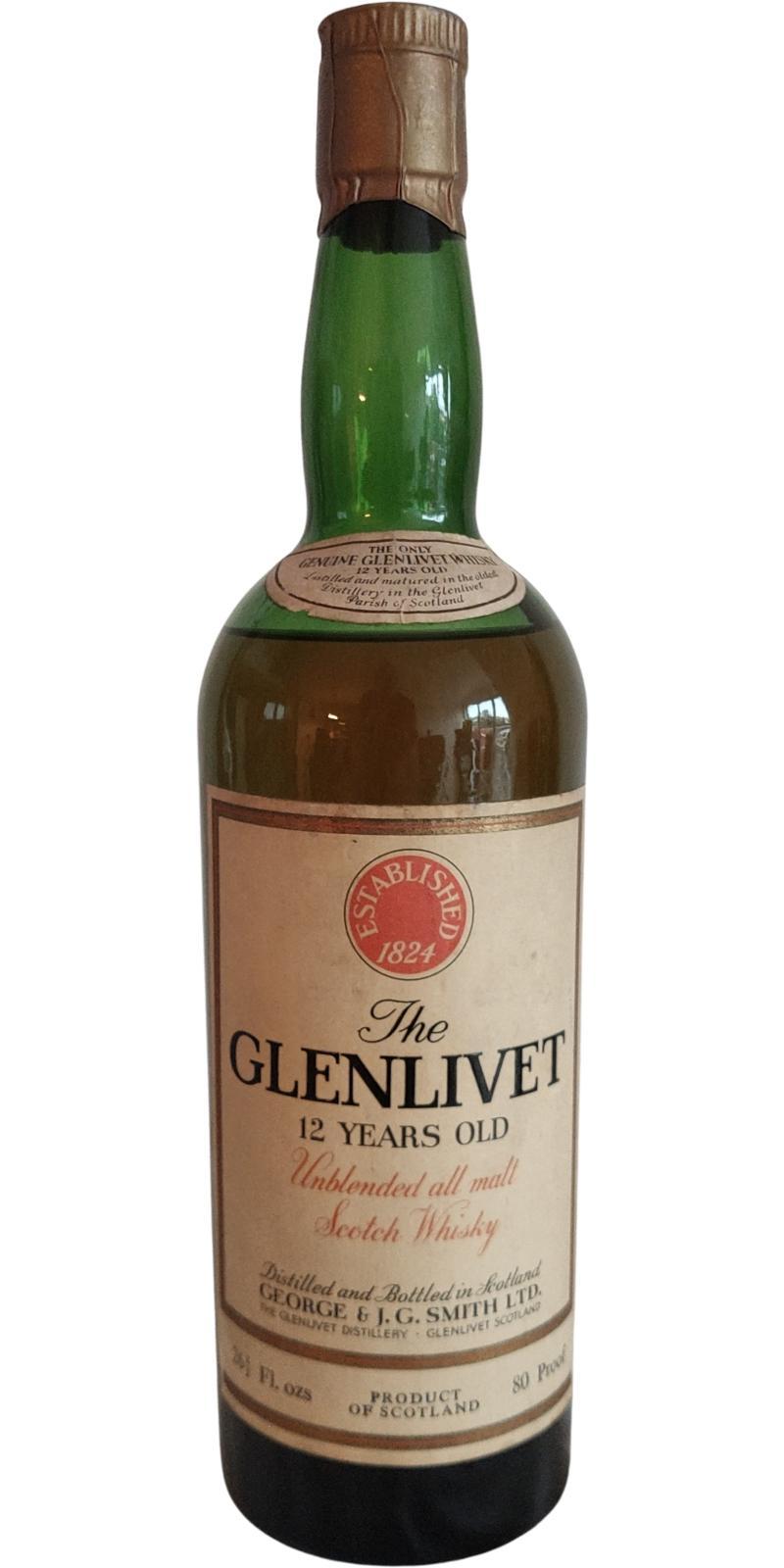 Glenlivet 12-year-Old  Unblended all malt Scotch Whisky