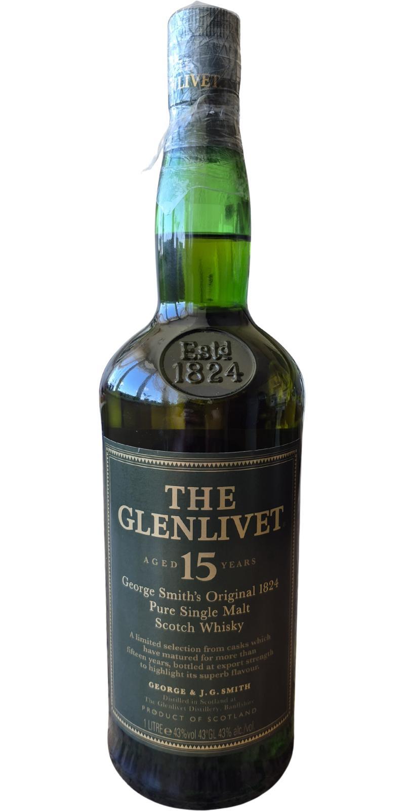 Glenlivet 15-year-old  George Smith's Original 1824 Pure Single Malt Scotch Whisky