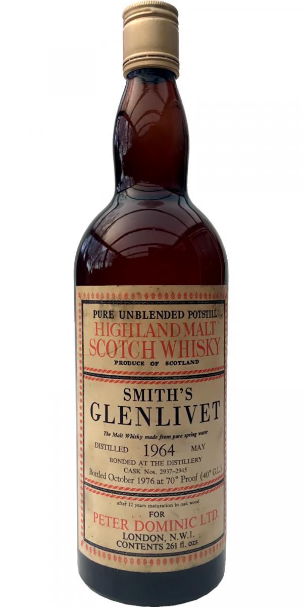 Glenlivet 1964  Smith's Glenlivet - Pure unblended Potstill Highland Malt Scotch