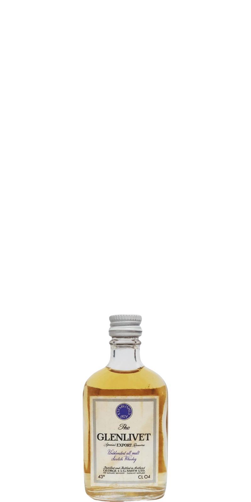 Glenlivet Unblended all malt Scotch Whisky  Special Export Reserve