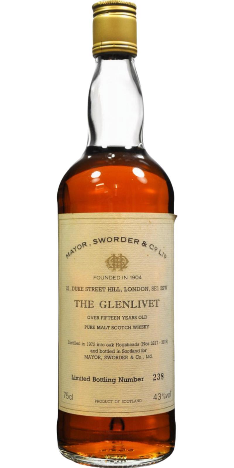 Glenlivet 1972 MS&C  Pure Malt Scotch Whisky