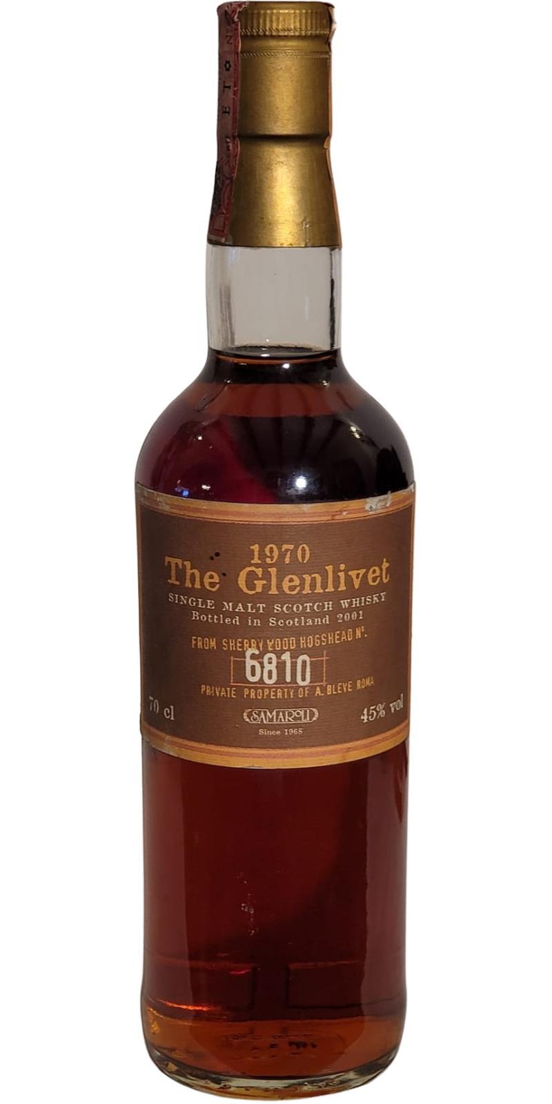 Glenlivet 1970 Sa  Private Property of A.Bleve Roma